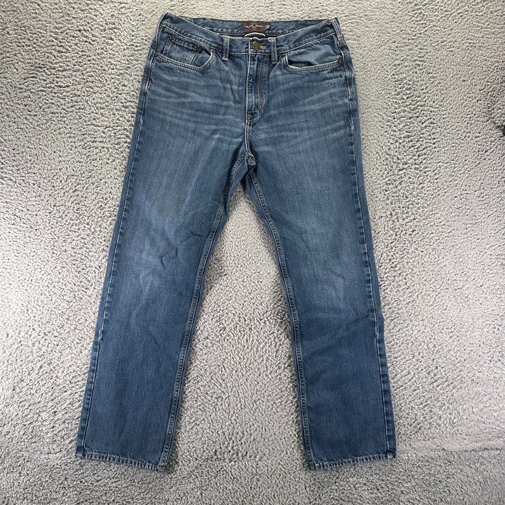 Black Brown Jeans Mens 34x30 Blue Cotton Denim Straight Classic Faded Workwear